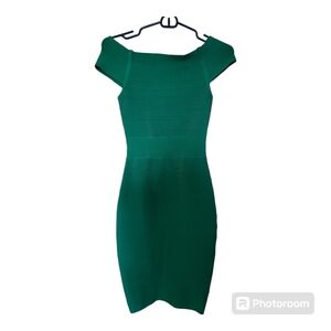 Marciano Guess Jade Green off-the-Shoulder Bandage Bodycon Dress - Size XXS, 00